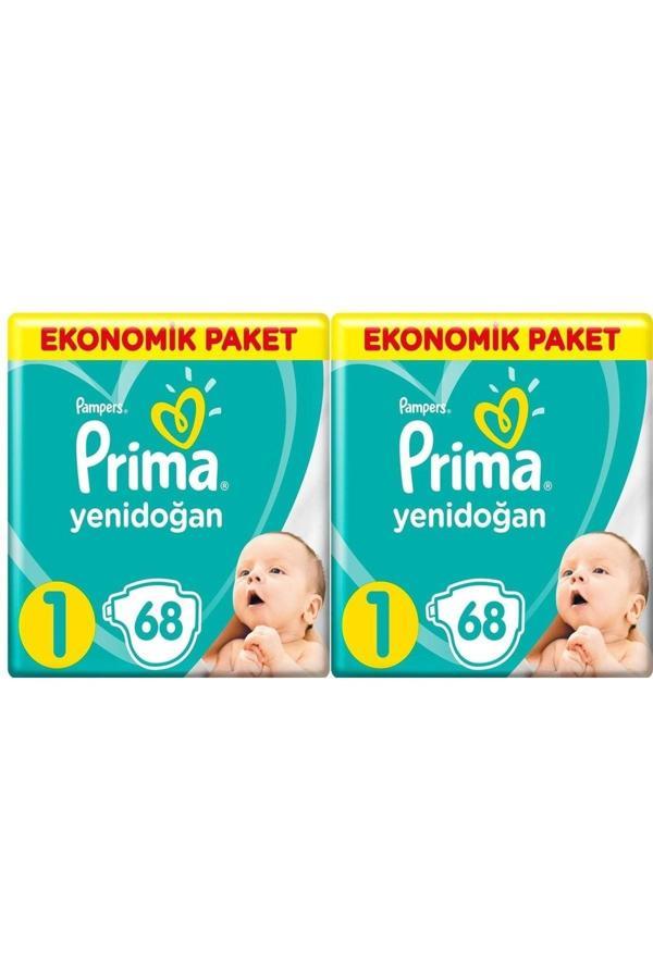 Prima Yenidoğan Bebek Bezi 1 Beden - Numara 2-5 kg 68 Li 2 Paket 136 Kullanım - Image 1