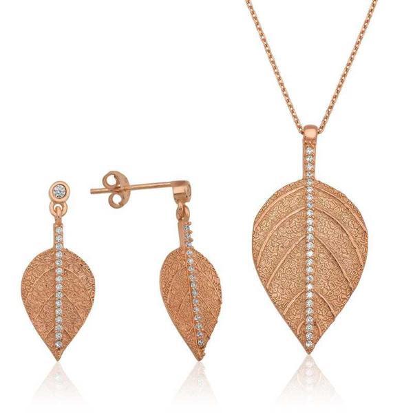 BlackCraft 925 Ayar Gümüş Yaprak İkili Set (BC-BD7CE3) - Image 1