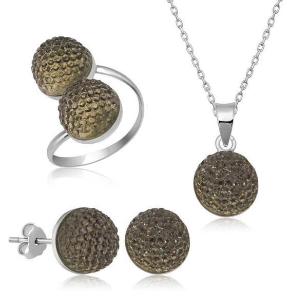 BlackCraft 925 Ayar Gümüş Kristal Kadın Set (BC-601ECF) - Image 1