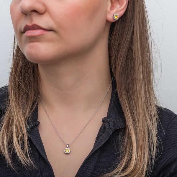 BlackCraft ​925 Ayar Gümüş Sarı Baget Taşlı Kadın Set (BC-831993) - Image 1