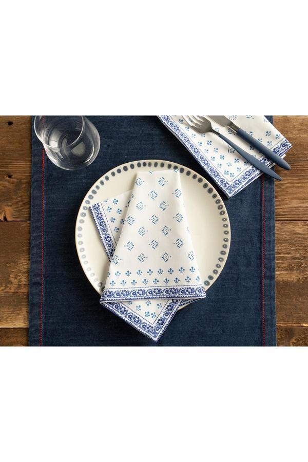 English Home Braid Dots Pamuk 2'Li Misafir Peçetesi 40X40 Cm Mavi-Lacivert - Image 1