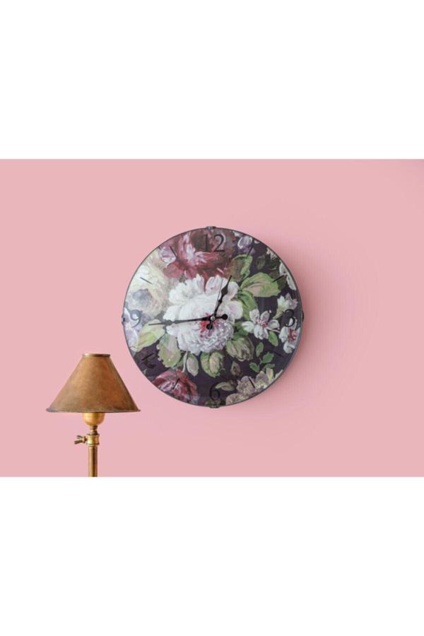 English Home Floral Rose Cam Plastik Duvar Saati 35 Cm Pembe - Image 1