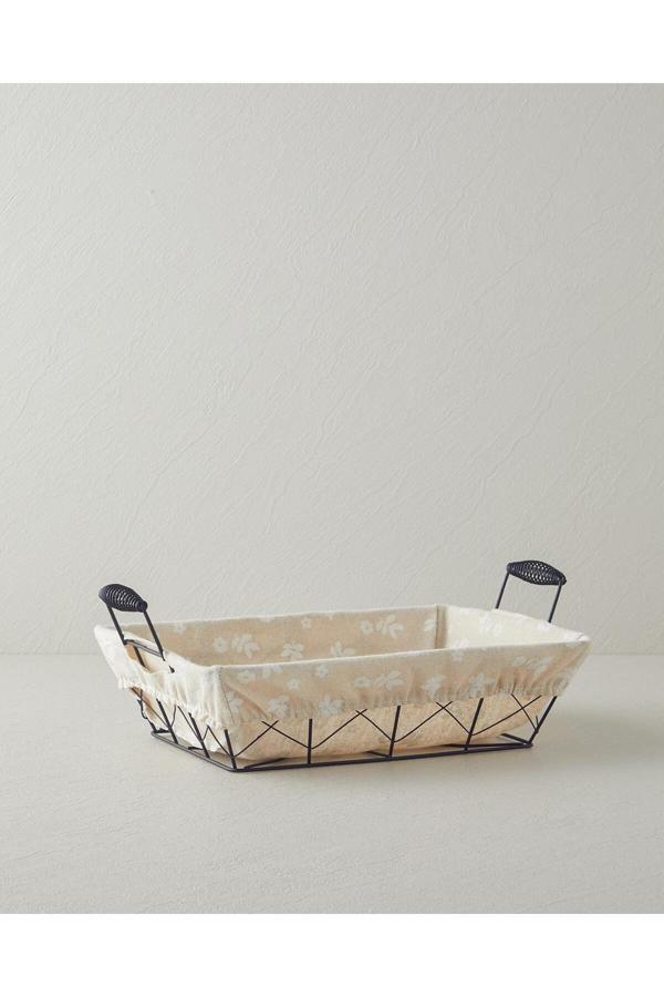 English Home Woven Metal Ekmek Sepeti 30X23X8,5 Cm Krem - Image 1