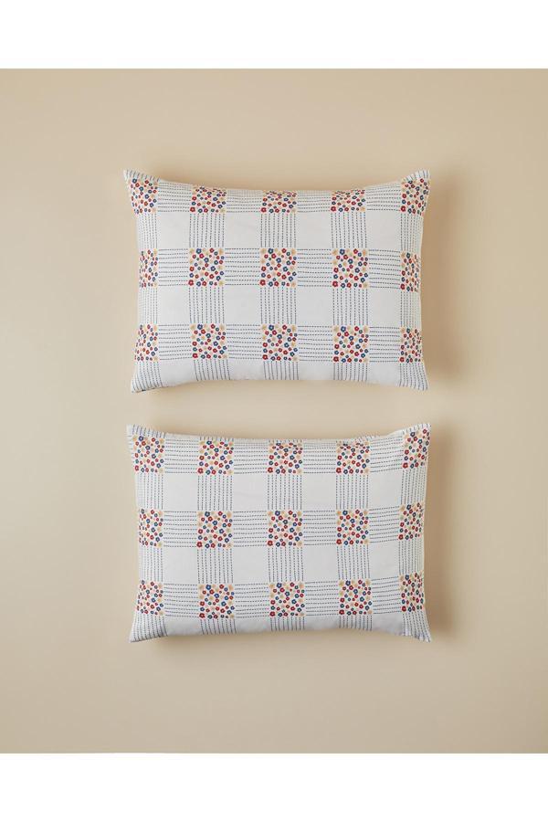 English Home Daisy Plaid Kolay Ütülenir 2'Li Yastık Kılıfı 50X70 Cm Kırmızı - Mavi - Image 1