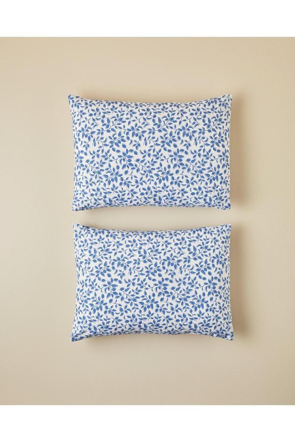 English Home Leaf Harmony Kolay Ütülenir 2'Li Yastık Kılıfı 50X70 Cm Mavi - Image 1
