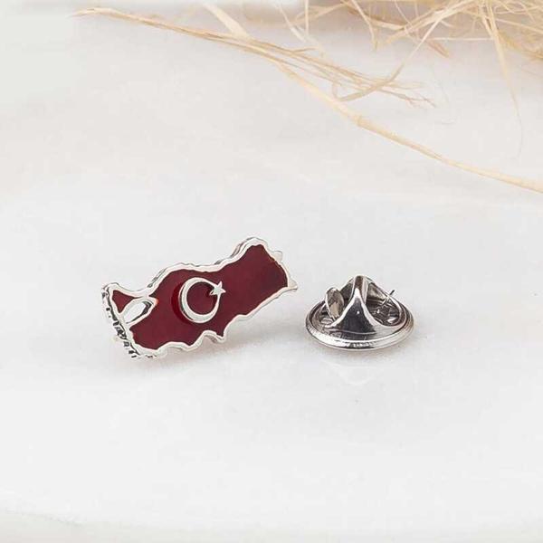 925 Ayar Gümüş Türkiye Haritası Rozet - Image 1