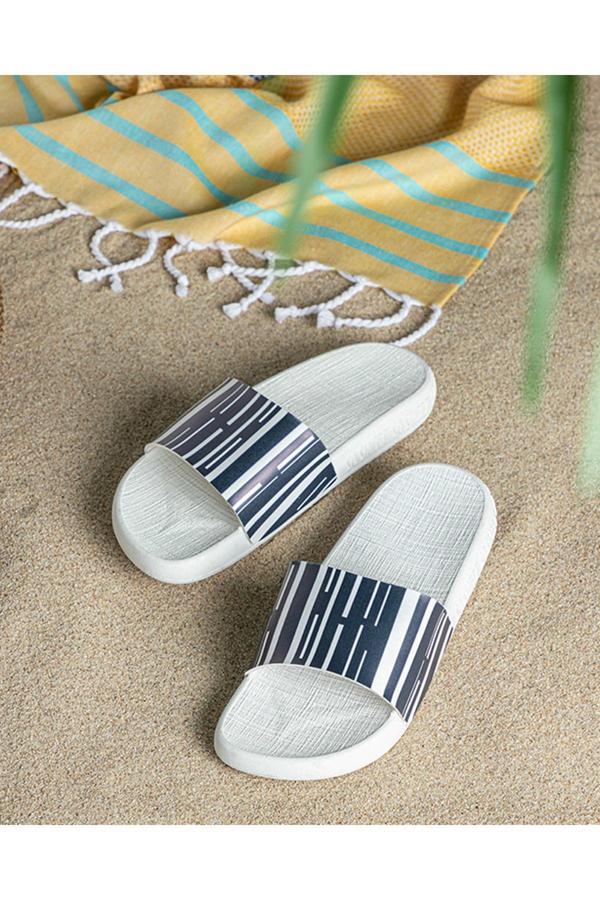 English Home Marine Stripe Kadın Plaj Terliği Lacivert - Image 1