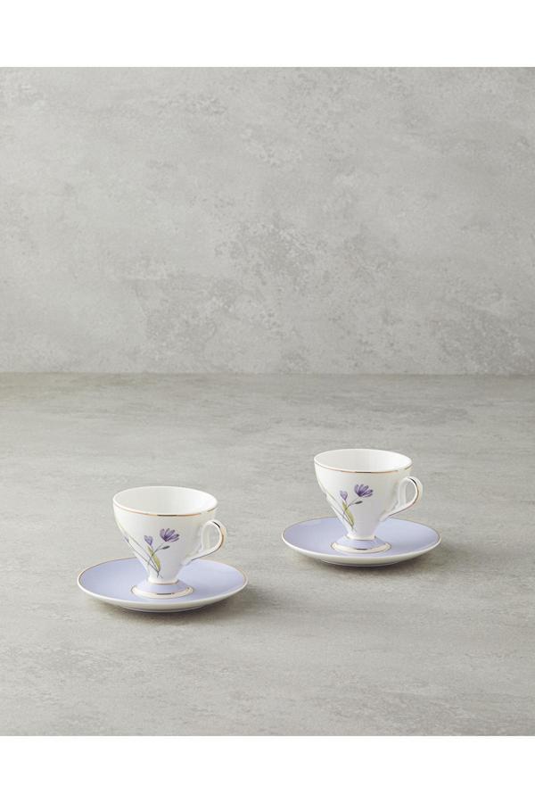 English Home Valentina New Bone China 4 Parça 2 Kişilik Kahve Fincan Takımı 80 Ml Lila - Image 1