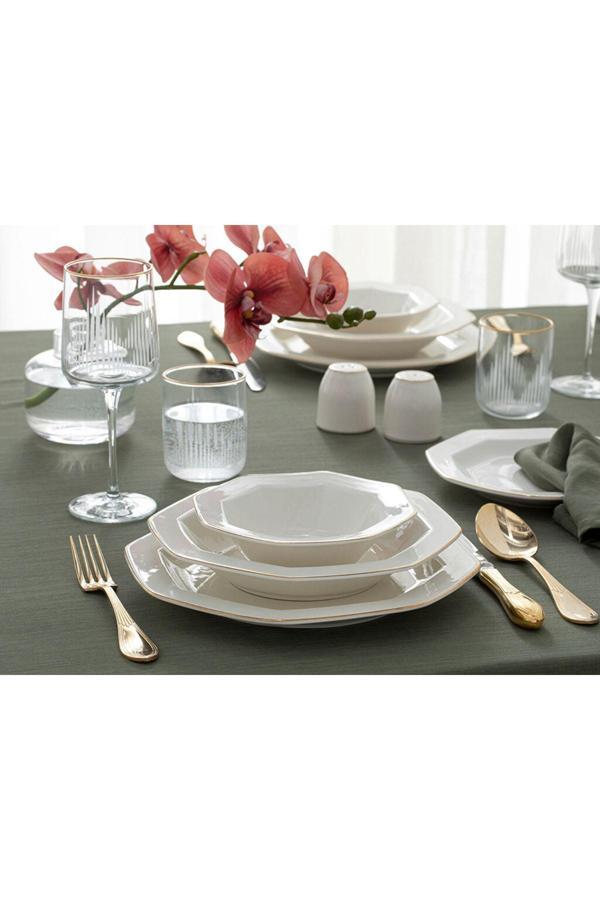 English Home Lioni Porselen 24 Parça 6 Kişilik Yemek Takımı Gold - Image 1