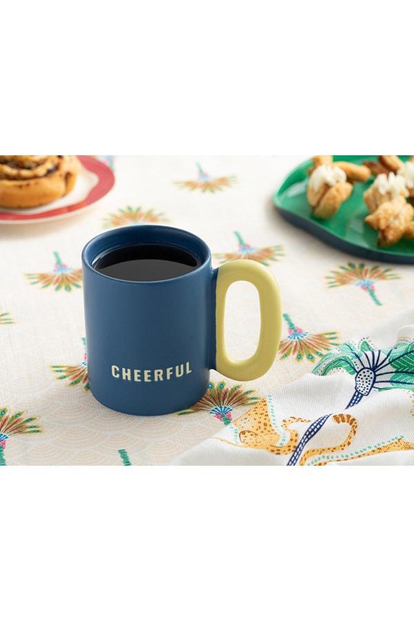 English Home Cheerful New Bone China Kupa 350 Ml Sarı-Lacivert - Image 1