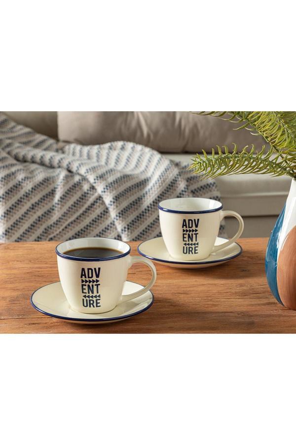 English Home Marine New Bone 2'Li Kahve Fıncan Takımı 200 Ml Beyaz - Image 1