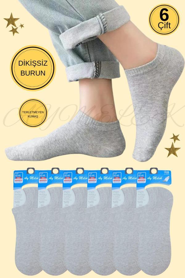 Aymelek Erkek Kısa Çorap 6 Çift Pamuklu Penye Likralı Sneakers Görünmez Çorap - Image 1
