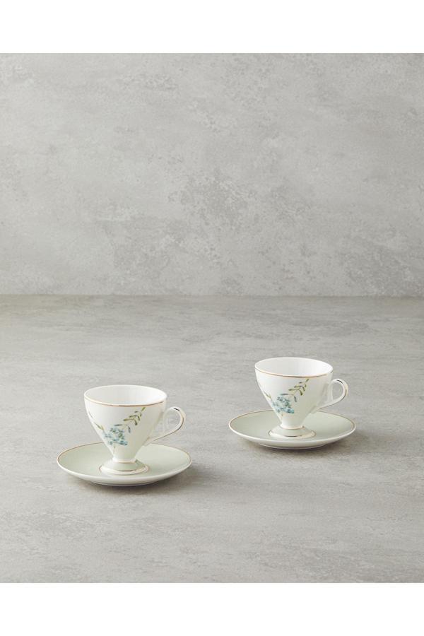 English Home Valentina New Bone China 4 Parça 2 Kişilik Kahve Fincan Takımı 80 Ml Açık Yeşil - Image 1