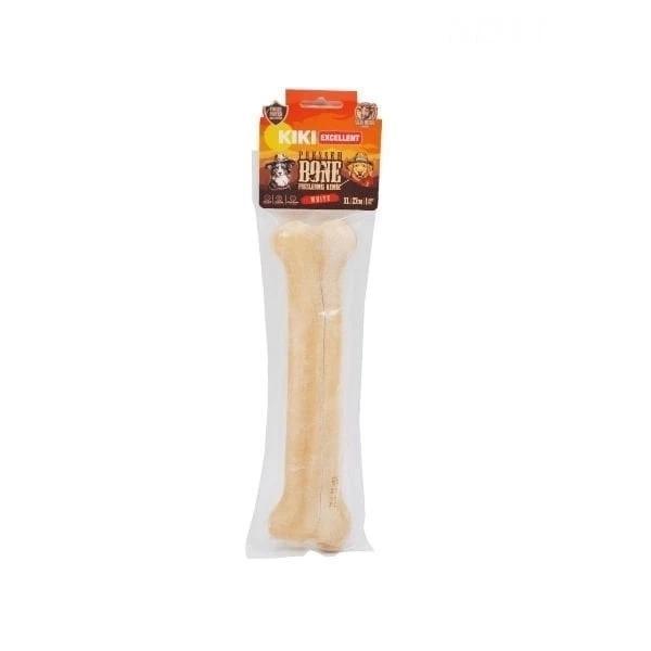 Kiki Excellent Sığır Derisinden Beyaz Pres Kemik Köpek Ödülü 27 Cm - Image 1