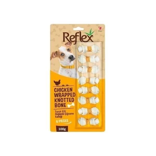 Reflex Tavuk Etli Çift Düğümlü Sekizli Çiğneme Kemiği Köpek Ödülü 100 Gr - Image 1