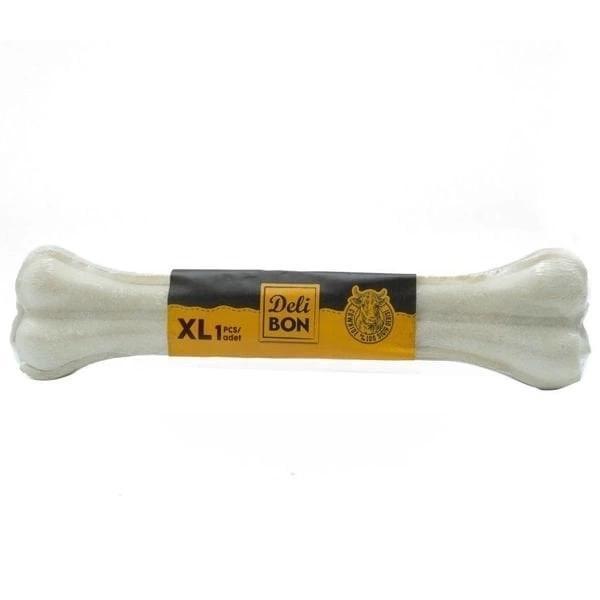 Delibon Deri Pres Vakumlu Kemik Köpek Ödülü Beyaz 27 Cm 1 Adet - Image 1