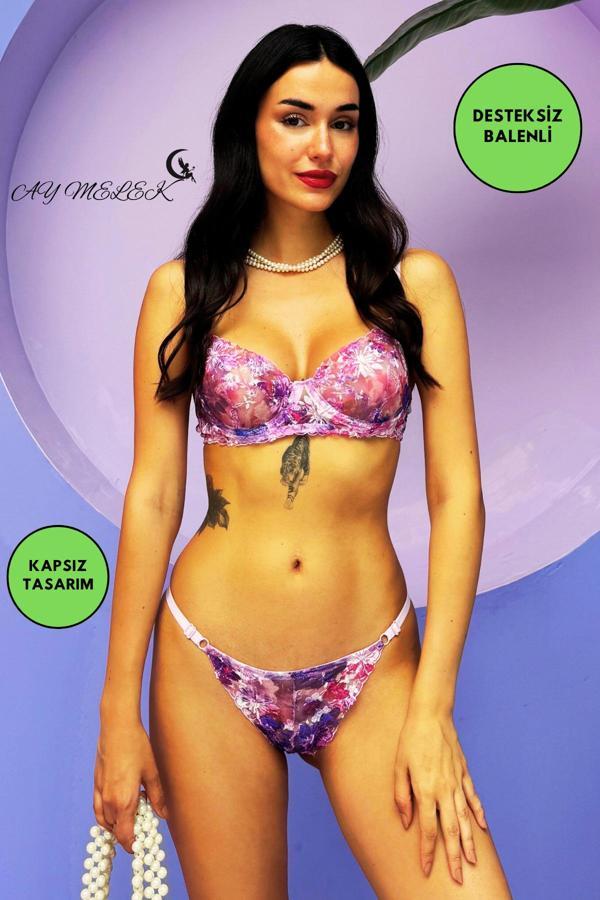 Aymelek Kapsız Balenli Baskılı B-Cap Brode Takım - Image 1