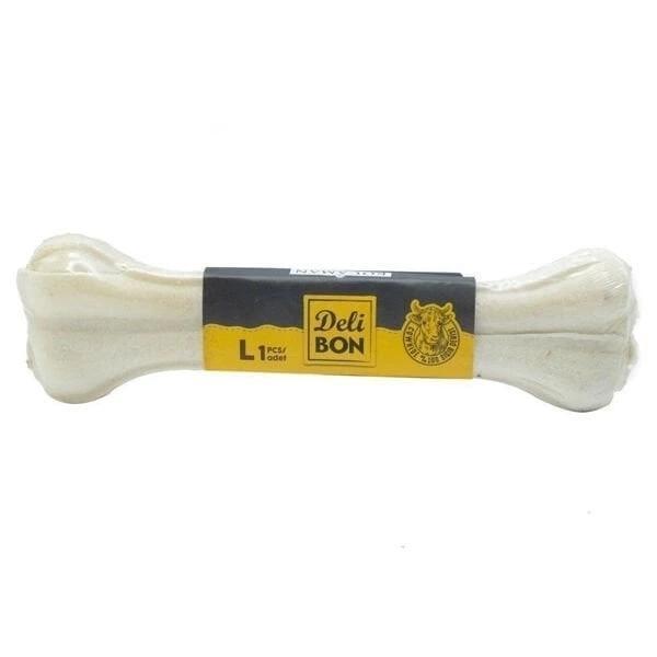 Delibon Deri Pres Vakumlu Kemik Köpek Ödülü Beyaz 22 Cm 1 Adet - Image 1