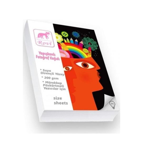 Rovi Epson-Canon-Hp-Brother Yapışkanlı Sticker Fotoğraf Kağıdı Parlak 50 Adet A4 - Image 1
