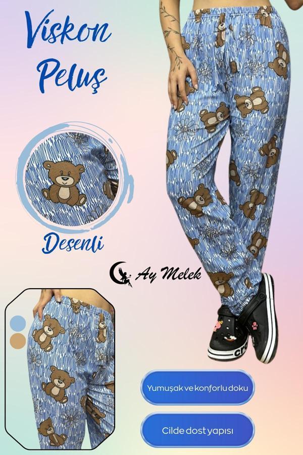 Aymelek Kadın Pijama Soft Pamuklu İnce Nefes Alan Peluş Tek Alt Pijama - Image 1
