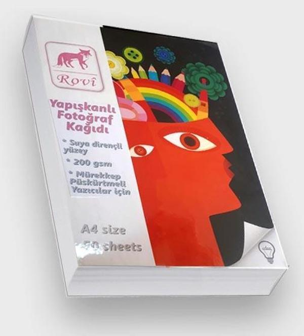 Rovi Yapışkanlı Sticker Fotoğraf Kağıdı Parlak Epson-Canon-Hp-Brother A3 50 Yaprak - Image 1