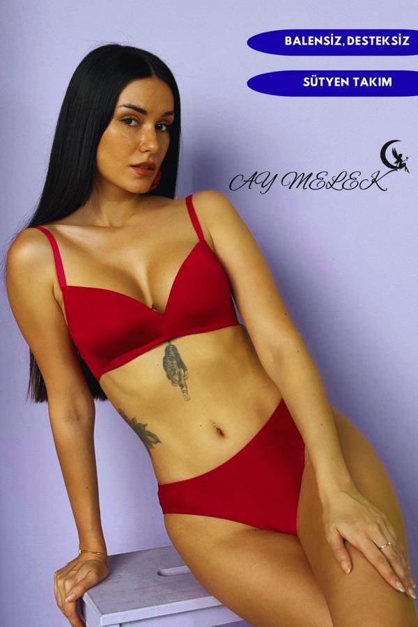 Aymelek Sütyen Takımı B-Cap Balensiz Desteksiz Özel Tasarım Mikro Kumaş - Image 1