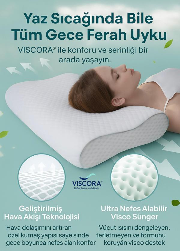Boyun Ağrısı Karşıtı Visco Köpük Yastık – Ergonomik Kafa ve Omurga Desteği - Image 1