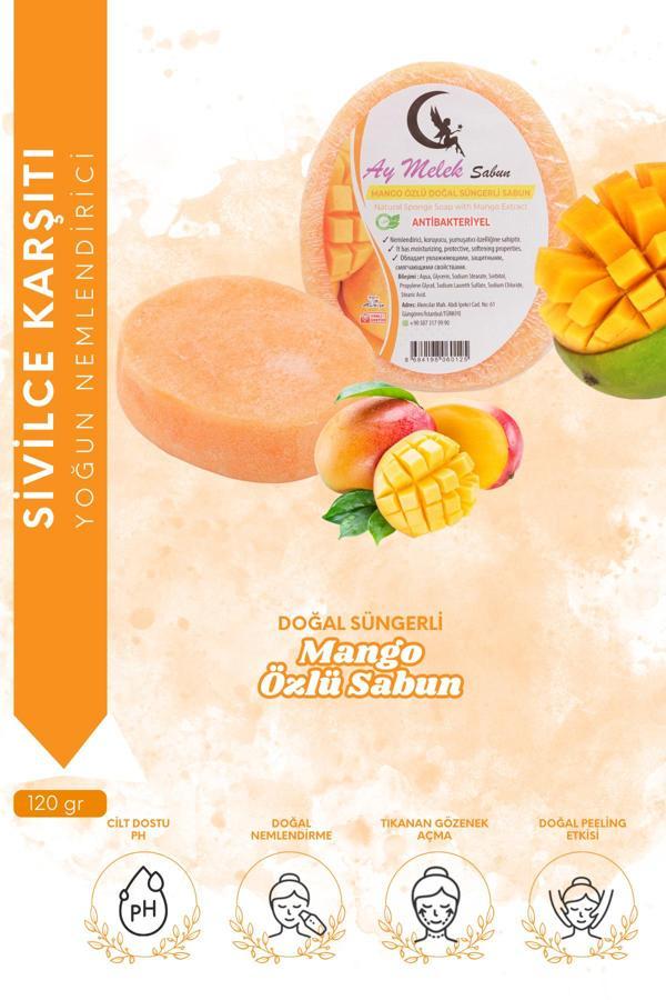 Aymelek Sabun Mango Özlü - Doğal Banyo Süngerli Sabun - Image 1