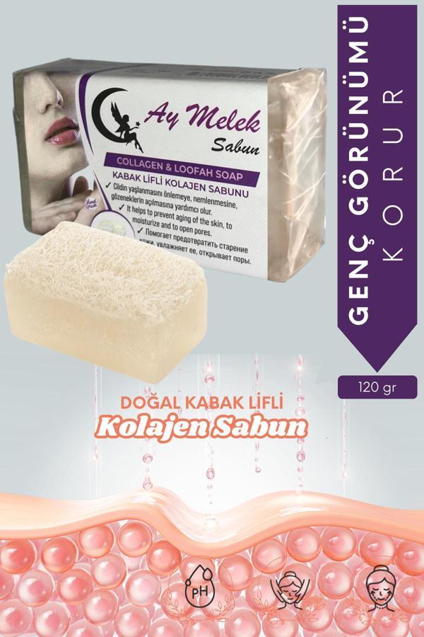 Aymelek Kalojen Özlü Doğal Kabak Lifli Güzellik Sabunu Cilt Kırışıklık Önleyici Etkili - Image 1