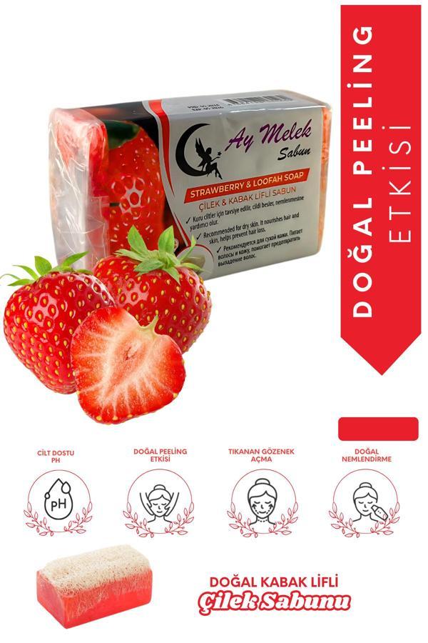 Aymelek Sabun Doğal Kabak Lifli Çilek Özlü Sabunu - Image 1