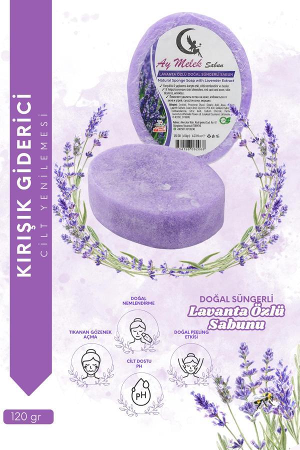 Aymelek Lavanta Özlü Doğal Süngerli Güzellik Sabunu Cilt Kırışıklık Önleyici Etkili - Image 1