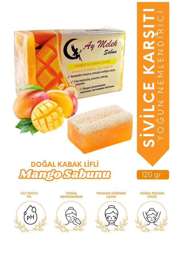 Aymelek Mango Özlü Doğal Kabak Lifli Güzellik Sabunu Cilt Kırışıklık Önleyici Etkili - Image 1