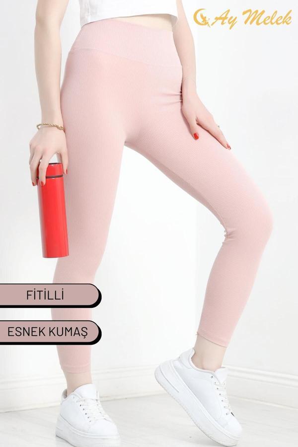 Aymelek Kadın Tayt Yüksek Bel Toparlayıcı İç Göstermeyen Mevsimlik Fitilli Tayt - Image 1