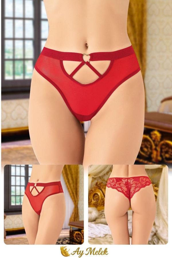 Aymelek Kadın Taş Detay Esnek Tül Dantel String Fantazi İç Giyim Külot1 - Image 1