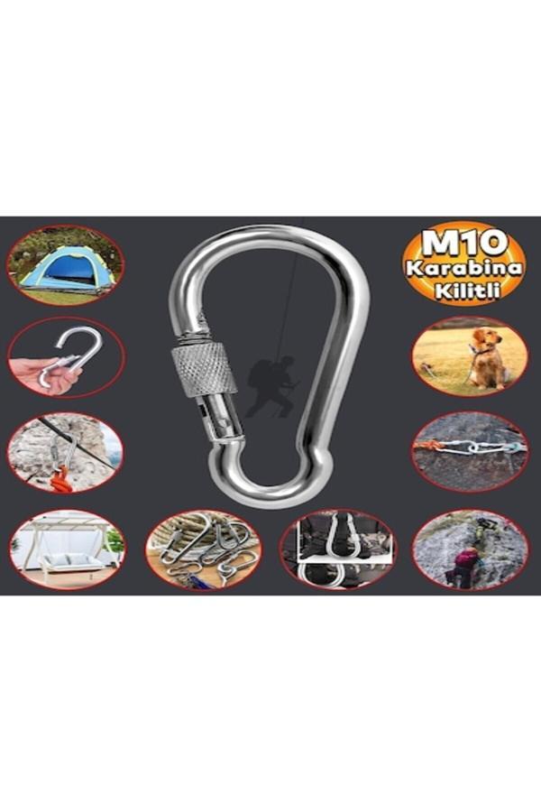 Brati Hand Tools Karabina Kilitli 10 Mm Yaylı Kanca Çelik Kilit Tırmanma Olta Kamp Ekipmanları Hamak Askı 5 Adet - Image 1