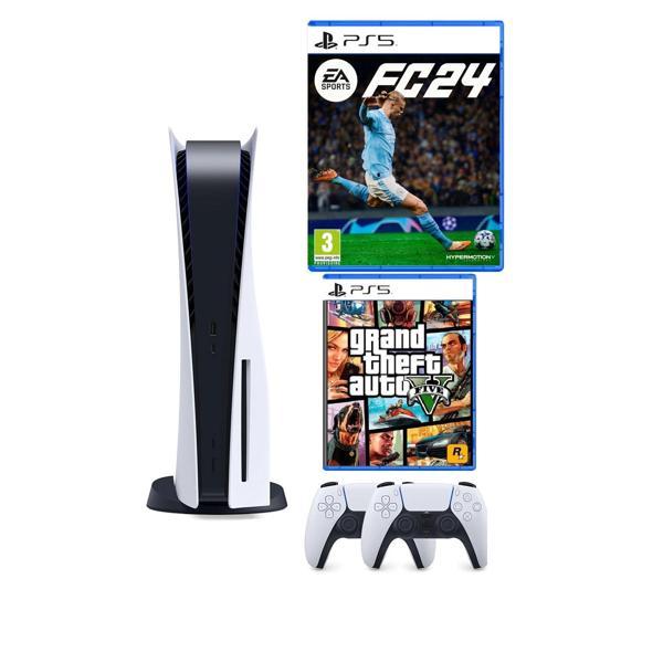 Playstation 5 Diskli Oyun Konsolu - 2. Dualsense Kol - EA Sports FC 24 - GTA 5 PS5 Oyun (İthalatçı Garantili) - Image 1