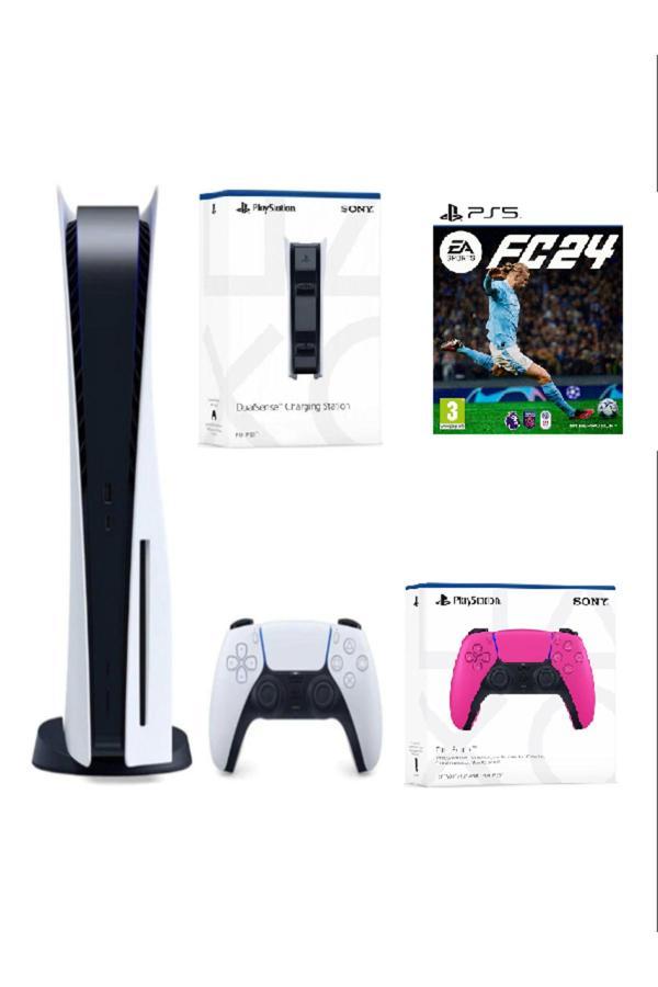 Playstation 5 CD li Versiyon + 2. DualSense PEMBE + SARJ iSTASYONU + Ps5 EA SPORTS FC 24 FiFA 24 (İthalatçı Garantili) - Image 1