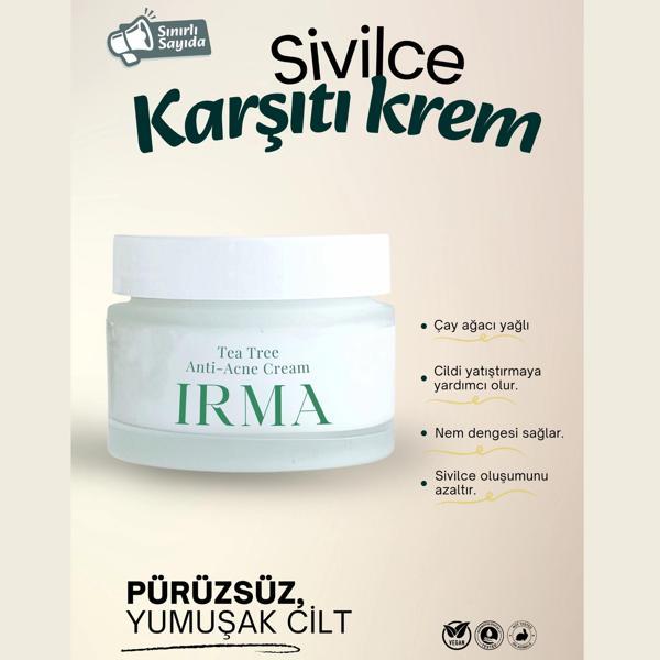 Tea Tree Anti Akne Kremi 50 ml – Gözenek Temizleyici, Siyah Nokta Karşıtı - Image 1