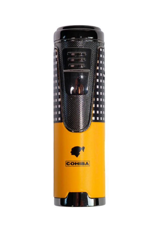 Cohiba Nokta Desenli Özel Üretim 4 Torch Pürmüz Sarı Puro Çakmağı - Image 1