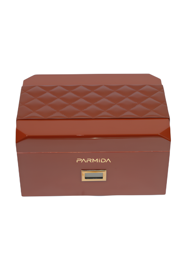 Parmida Kahverengi Deri Şeritli Çekmeceli  Sedir Humidor Puro Kutusu - Image 1