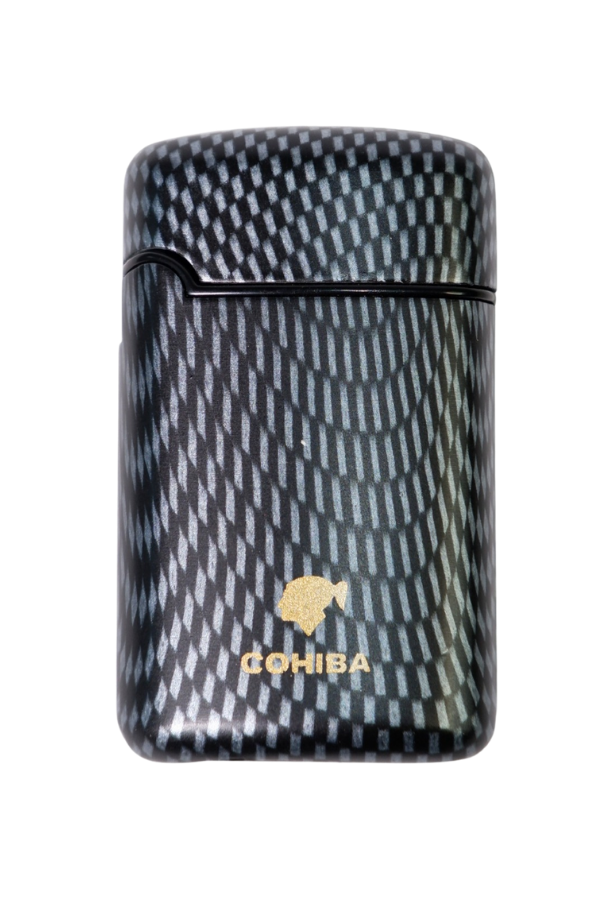 Cohiba 3 Torch Pürmüz Siyah Karbon Desenli Puro Çakmağı - Image 1
