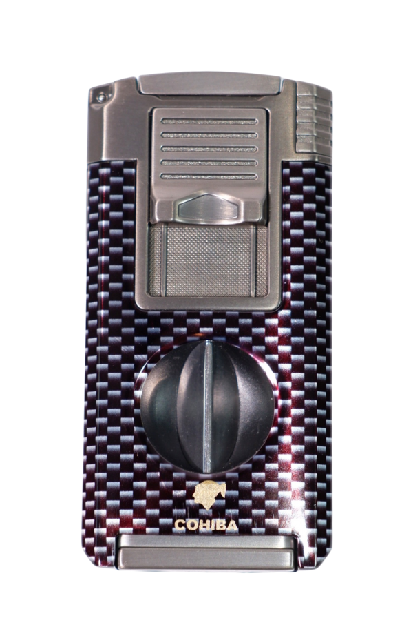 Cohiba Çift Torch Pürmüz Siyah Karbon Desenli Puro Çakmağı - Image 1