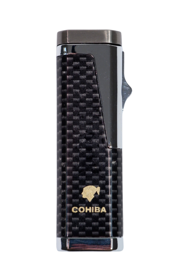 Cohiba 3 Torch Pürmüz Siyah Karbon Desenli Puro Çakmağı - Image 1
