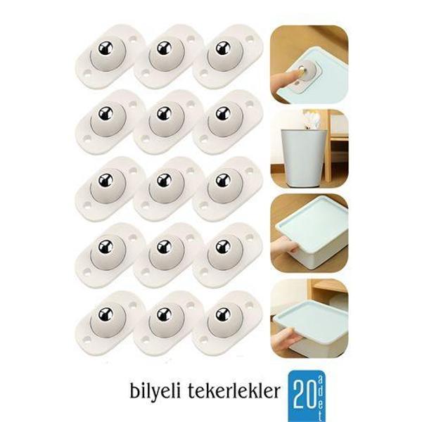20 li Bilyeli Tekerlek Eşya Kaydırma Aparatı Yapışkanlı Set 360D - Image 1