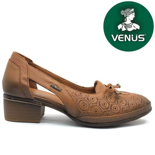 Venüs Opia Hakiki Deri Comfort Ortopedik Kadın Kısa Topuklu Ayakkabı - Image 1