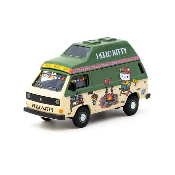 Schuco x Tarmac Works 1/64 Volkswagen T3 Van Hello Kitty Camping - Image 1