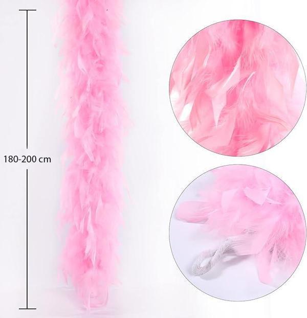 Pembe Renk Kabarık Kalın Otriş Boa Tüy 6 cm Genişlik 180-200 cm Uzunluk - Image 1
