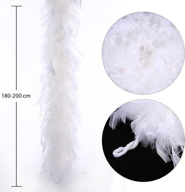 Beyaz Renk Kabarık Kalın Otriş Boa Tüy 6 cm Genişlik 180-200 cm Uzunluk - Image 1