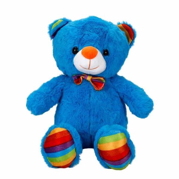 Oturan Kurdeleli Renkli Peluş Ayı 30 cm - Image 1