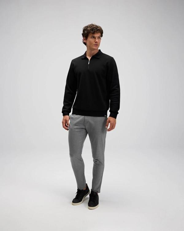 ELLESSE EM602-BK Erkek Siyah Yarım Fermuarlı Polo Sweat - Image 1